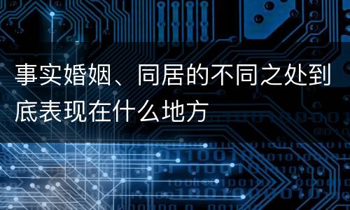 事实婚姻、同居的不同之处到底表现在什么地方