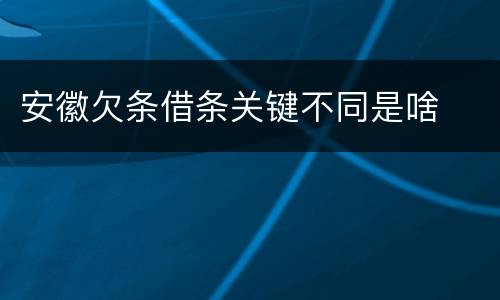 安徽欠条借条关键不同是啥