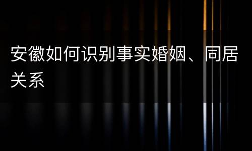 安徽如何识别事实婚姻、同居关系