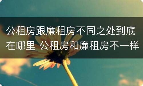 公租房跟廉租房不同之处到底在哪里 公租房和廉租房不一样吗