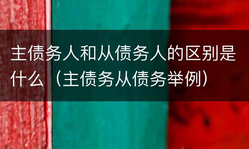 主债务人和从债务人的区别是什么（主债务从债务举例）