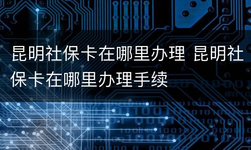 昆明社保卡在哪里办理 昆明社保卡在哪里办理手续