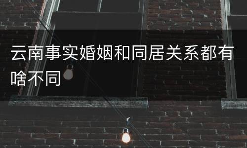 云南事实婚姻和同居关系都有啥不同