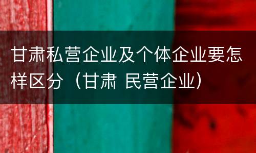 甘肃私营企业及个体企业要怎样区分（甘肃 民营企业）