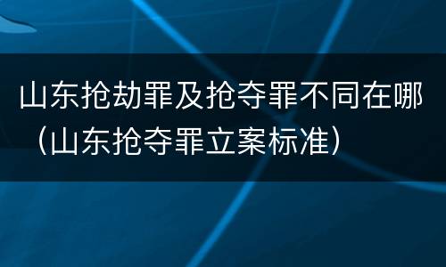 山东抢劫罪及抢夺罪不同在哪（山东抢夺罪立案标准）