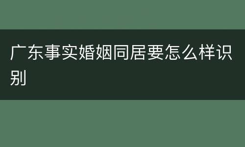广东事实婚姻同居要怎么样识别