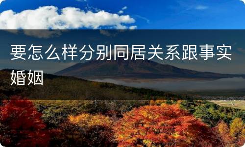 要怎么样分别同居关系跟事实婚姻