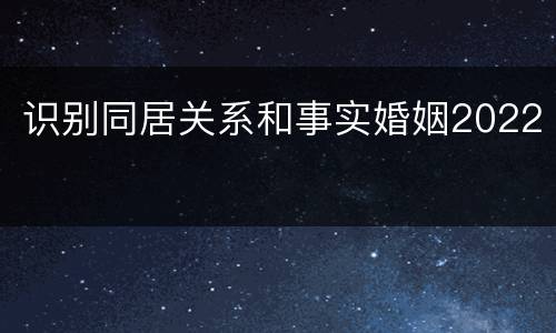 识别同居关系和事实婚姻2022