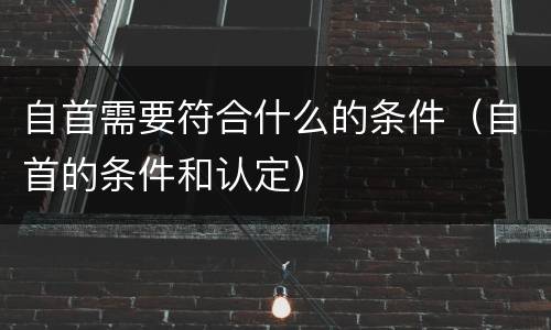 自首需要符合什么的条件（自首的条件和认定）
