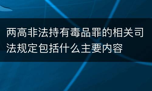 两高非法持有毒品罪的相关司法规定包括什么主要内容