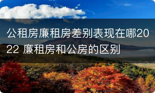 公租房廉租房差别表现在哪2022 廉租房和公房的区别