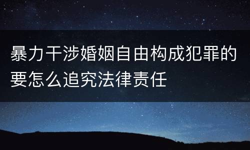暴力干涉婚姻自由构成犯罪的要怎么追究法律责任