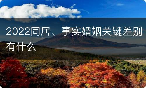 2022同居、事实婚姻关键差别有什么