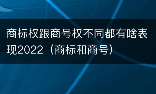 商标权跟商号权不同都有啥表现2022（商标和商号）