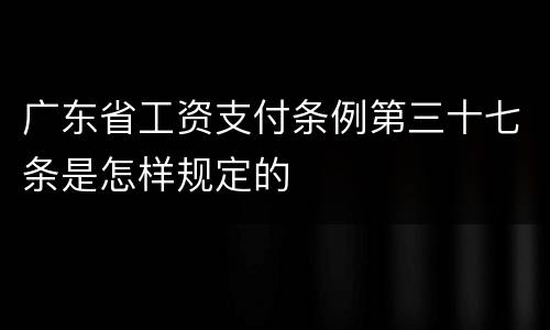 广东省工资支付条例第三十七条是怎样规定的