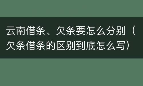 云南借条、欠条要怎么分别（欠条借条的区别到底怎么写）
