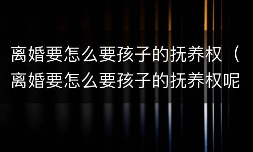 离婚要怎么要孩子的抚养权（离婚要怎么要孩子的抚养权呢）
