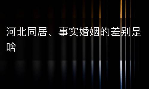 河北同居、事实婚姻的差别是啥