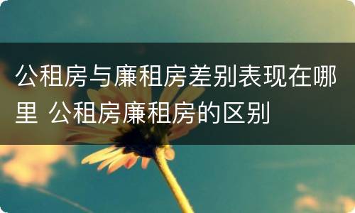公租房与廉租房差别表现在哪里 公租房廉租房的区别