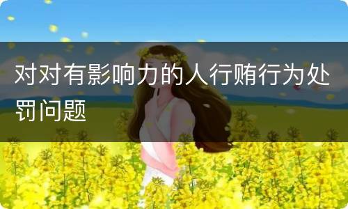 对对有影响力的人行贿行为处罚问题