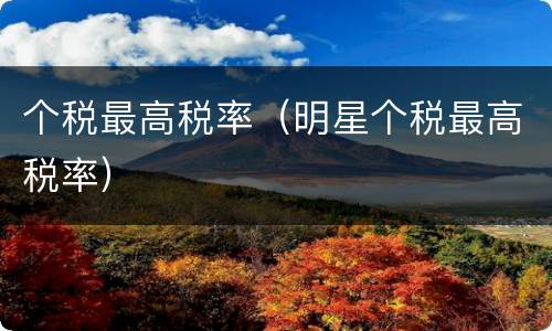 个税最高税率（明星个税最高税率）