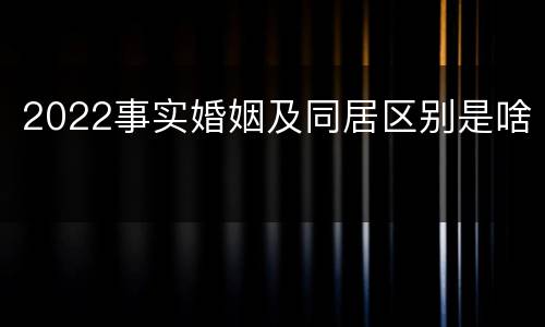2022事实婚姻及同居区别是啥
