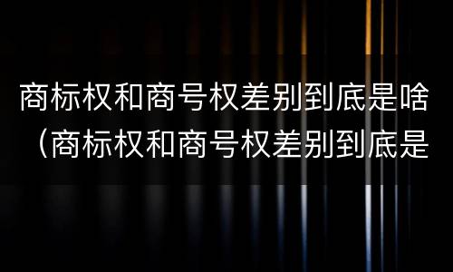 商标权和商号权差别到底是啥（商标权和商号权差别到底是啥）
