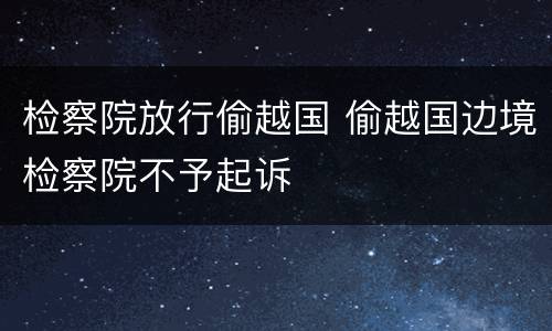 检察院放行偷越国 偷越国边境检察院不予起诉