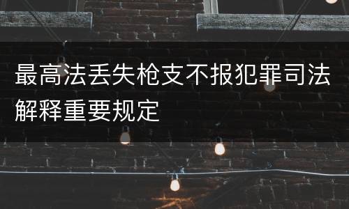 最高法丢失枪支不报犯罪司法解释重要规定
