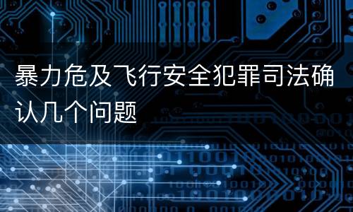 暴力危及飞行安全犯罪司法确认几个问题