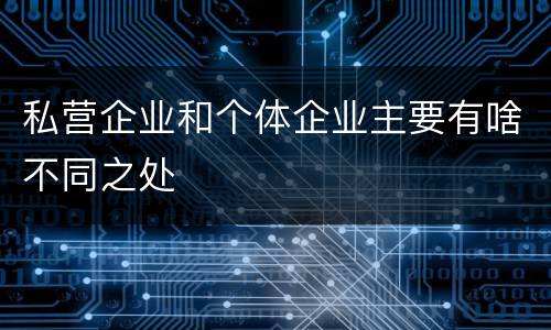私营企业和个体企业主要有啥不同之处