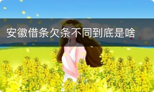 安徽借条欠条不同到底是啥