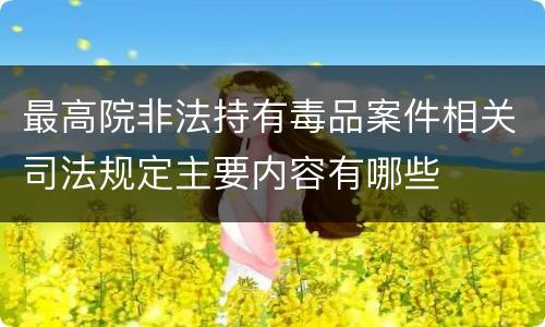 最高院非法持有毒品案件相关司法规定主要内容有哪些