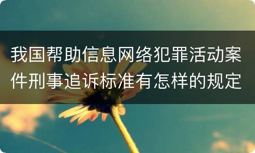 我国帮助信息网络犯罪活动案件刑事追诉标准有怎样的规定