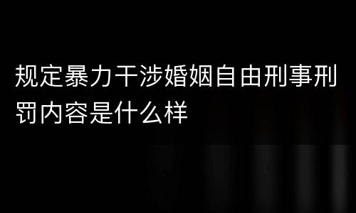 规定暴力干涉婚姻自由刑事刑罚内容是什么样