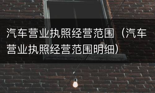 汽车营业执照经营范围（汽车营业执照经营范围明细）