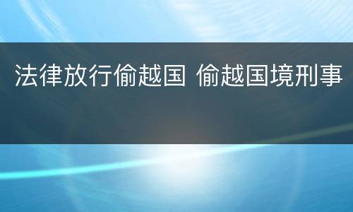法律放行偷越国 偷越国境刑事