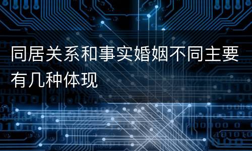 同居关系和事实婚姻不同主要有几种体现
