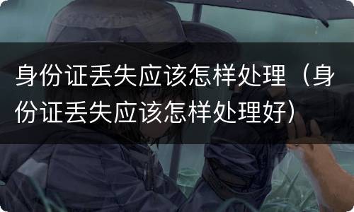 身份证丢失应该怎样处理（身份证丢失应该怎样处理好）