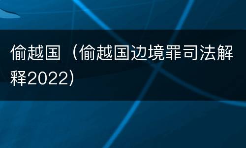 偷越国（偷越国边境罪司法解释2022）