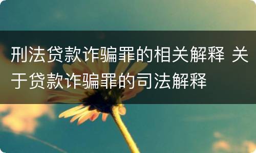 刑法贷款诈骗罪的相关解释 关于贷款诈骗罪的司法解释