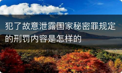 犯了故意泄露国家秘密罪规定的刑罚内容是怎样的