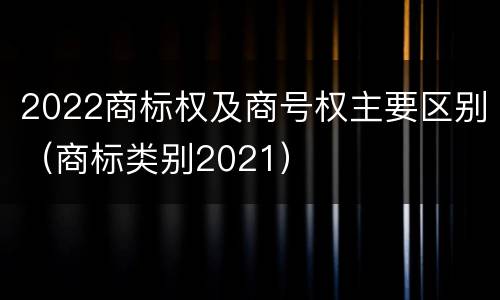 2022商标权及商号权主要区别（商标类别2021）