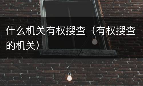 什么机关有权搜查（有权搜查的机关）