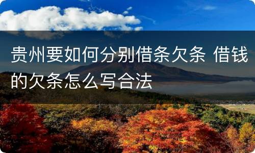 贵州要如何分别借条欠条 借钱的欠条怎么写合法