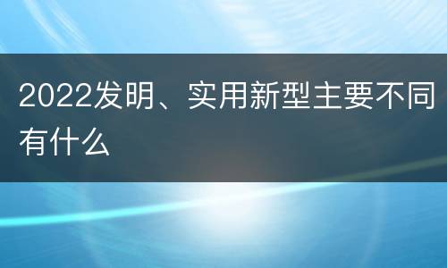 2022发明、实用新型主要不同有什么