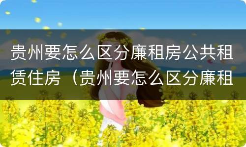 贵州要怎么区分廉租房公共租赁住房（贵州要怎么区分廉租房公共租赁住房呢）
