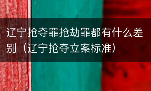 辽宁抢夺罪抢劫罪都有什么差别（辽宁抢夺立案标准）