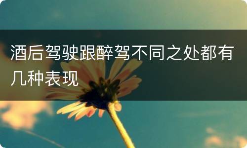 酒后驾驶跟醉驾不同之处都有几种表现