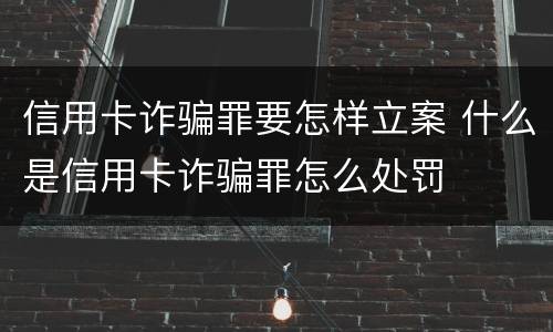 信用卡诈骗罪要怎样立案 什么是信用卡诈骗罪怎么处罚